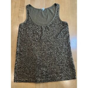 J Crew Womens Small Drapey Sequin Tank Top Lightweight Scoop Neck Modal Blend XS